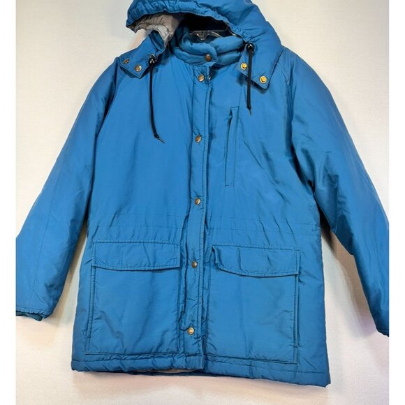 Eddie Bauer Women's Goose Down Puffer Jacket Size M Blue Hooded - Picture 2 of 13